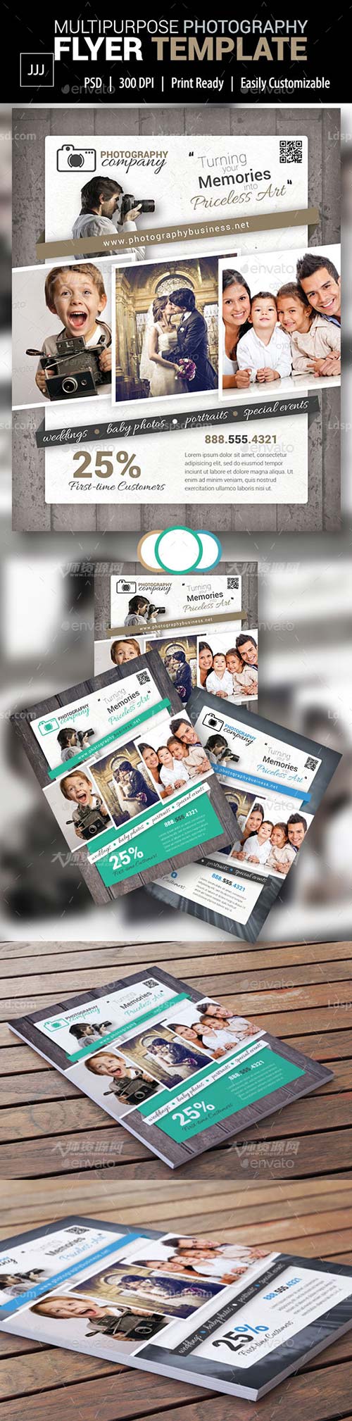 Photography Business Flyer 15,婚纱摄影公司业务传单模板